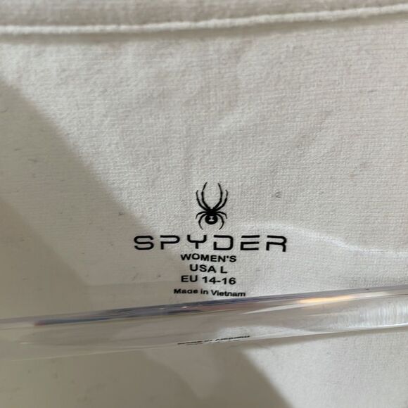 SPYDER ivory off white black half zip sweater pullover baselayer midweight L - Picture 2 of 9